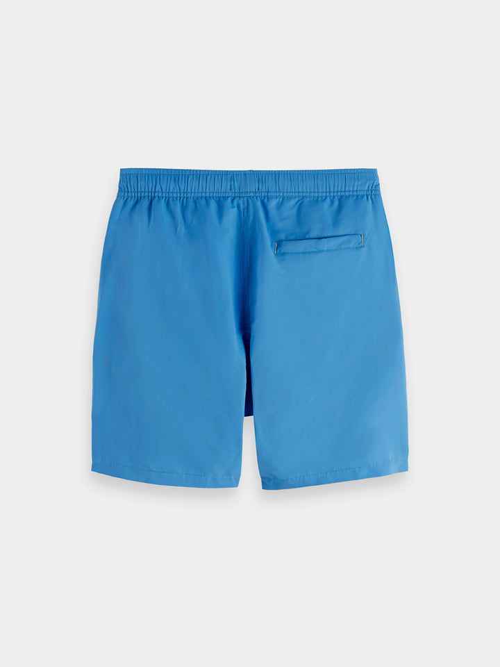 Scotch & Soda Solid Mid-Length Swim Short in Aqua Blue