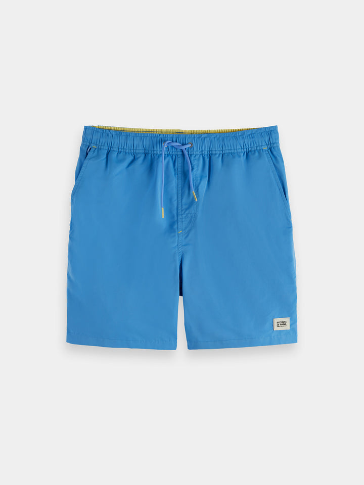 Scotch & Soda Solid Mid-Length Swim Short in Aqua Blue | Buster McGee