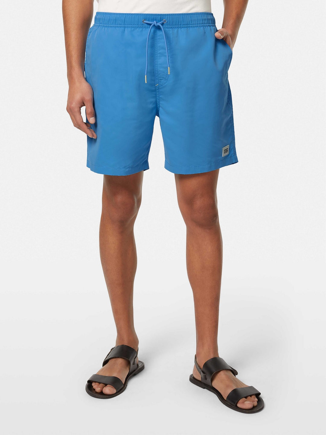 Scotch & Soda Solid Mid-Length Swim Short in Aqua Blue | Buster McGee