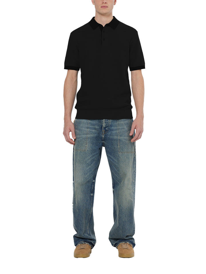 Scotch & Soda Structured Knitted Polo in Black | Buster McGee