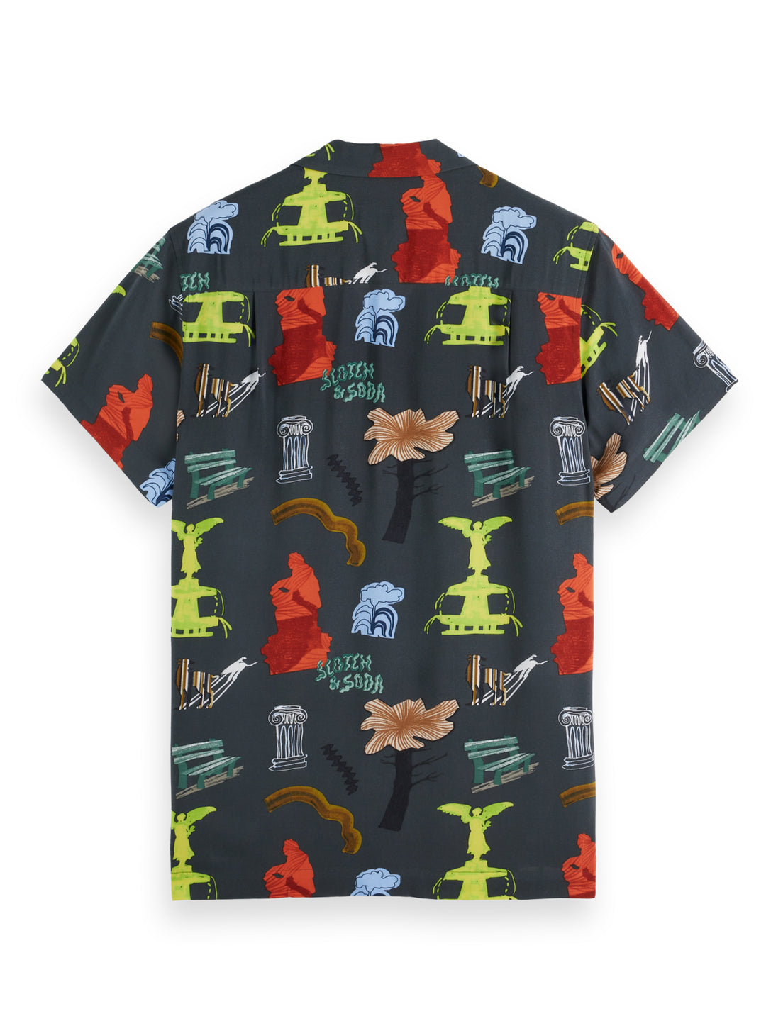 Printed Viscose SS Shirt with Park Green All-Over Print | Buster McGee