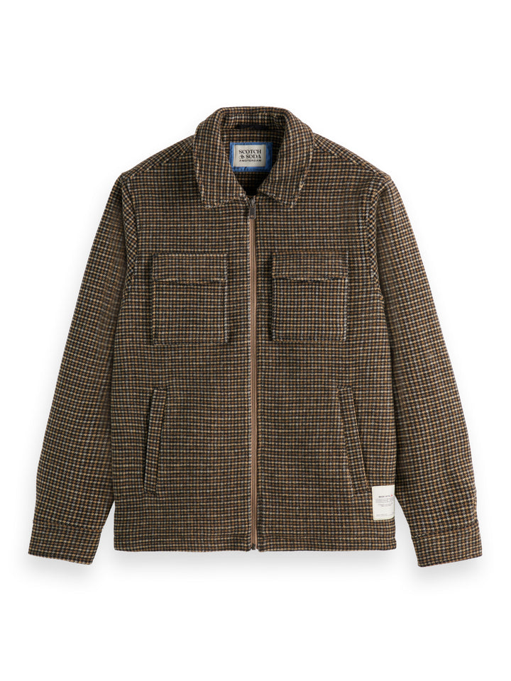 Wool-Blend Regular Fit Jacket Black Spring Blue Check | Buster McGee