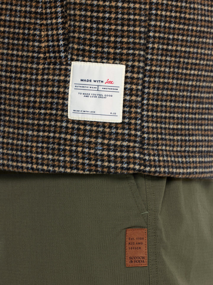 Wool-Blend Regular Fit Jacket Black Spring Blue Check | Buster McGee