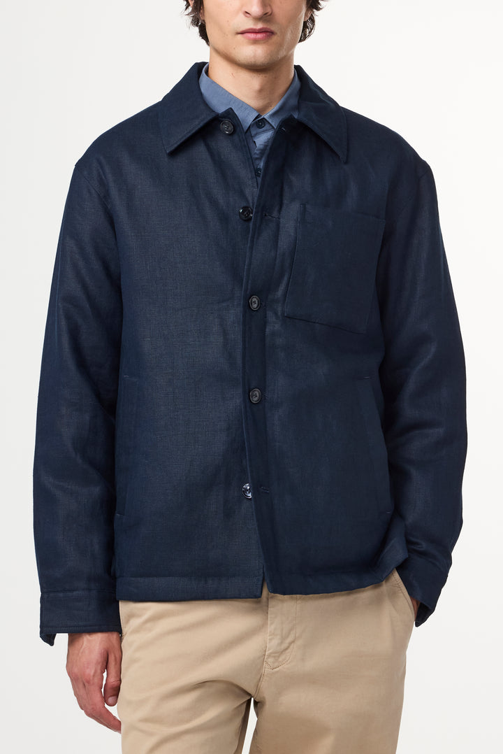 NN07 Cafu 1454 Linen Jacket in Navy Blue | Buster McGee