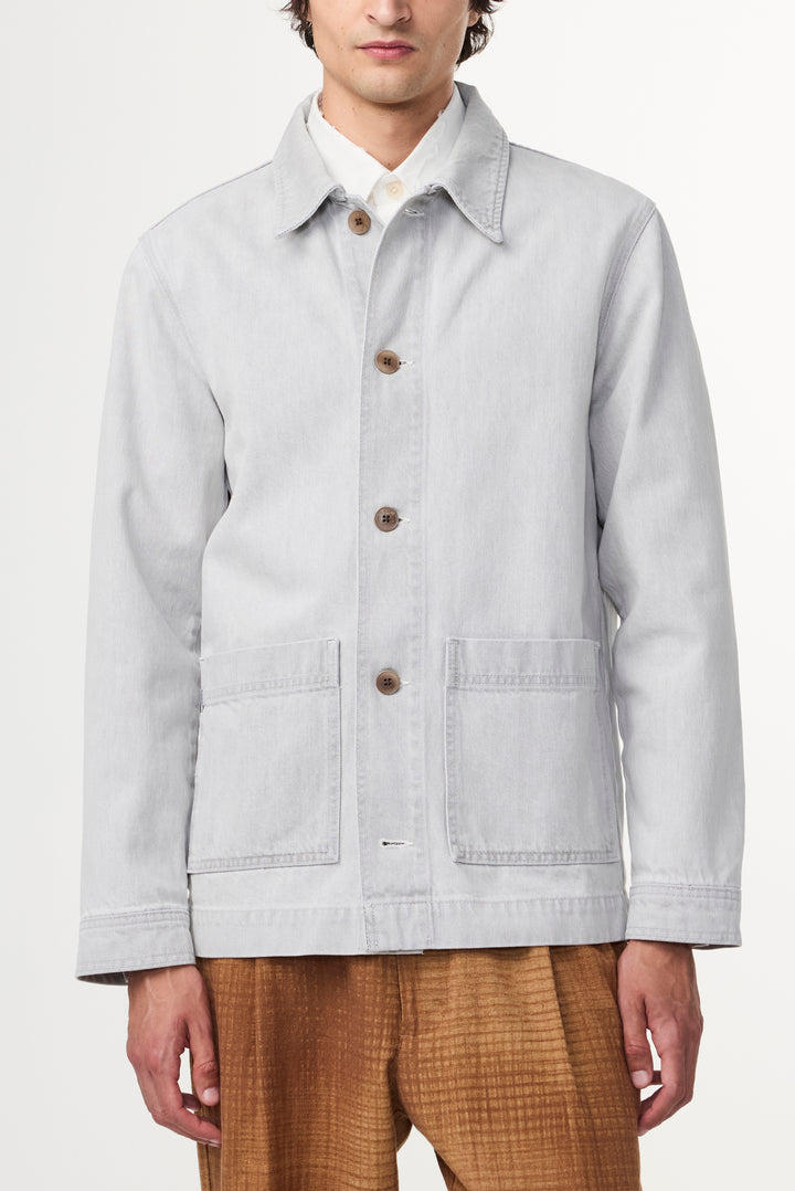 NN07 Ollie 1882 Overshirt in Light Grey Denim | Buster McGee