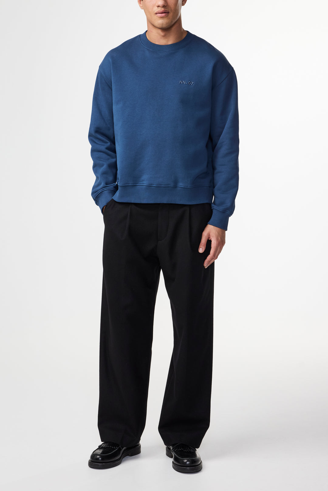 NN07 David 3014 Crewneck Sweatshirt in Denim Blue | Buster McGee