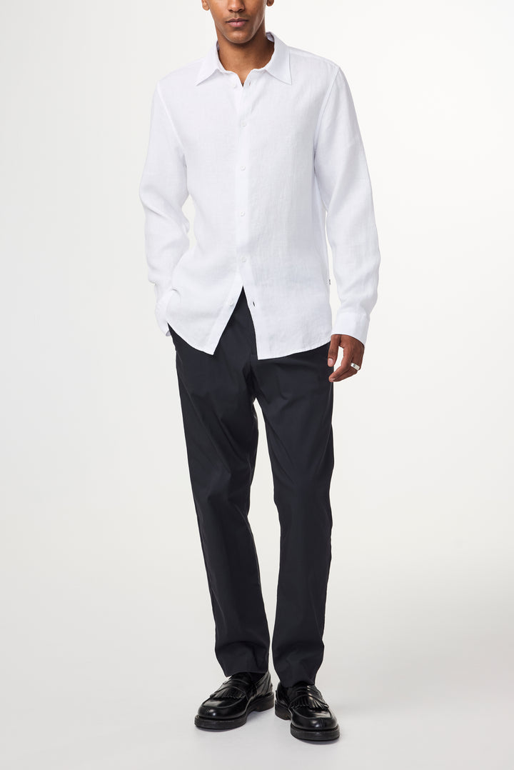 NN07 Enzo 5708 Long sleeve Linen Shirt in White | Buster McGee
