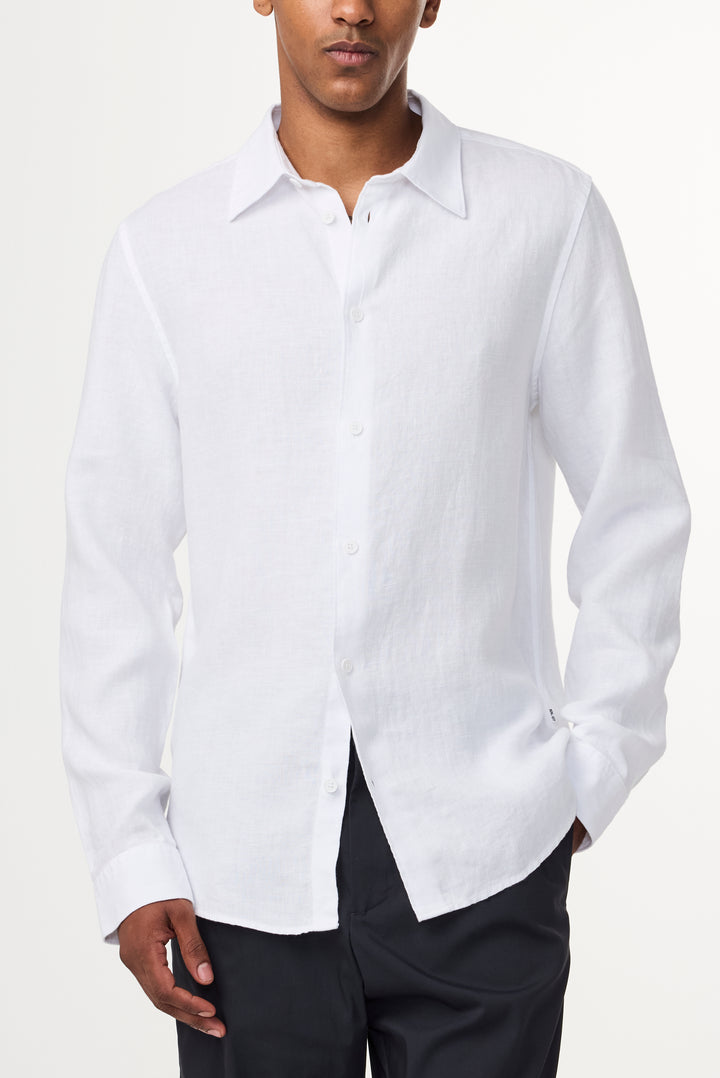 NN07 Enzo 5708 Long sleeve Linen Shirt in White | Buster McGee