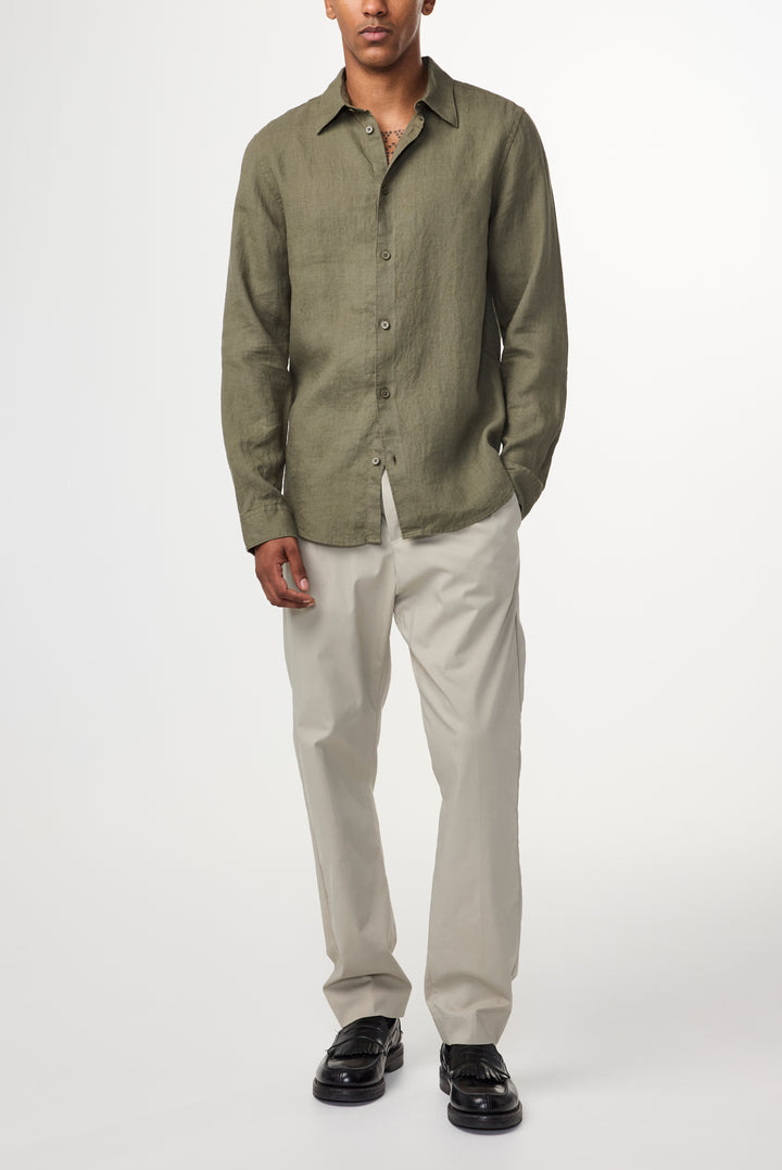 NN07 Enzo 5708 Long sleeve Linen Shirt in Capers | Buster McGee