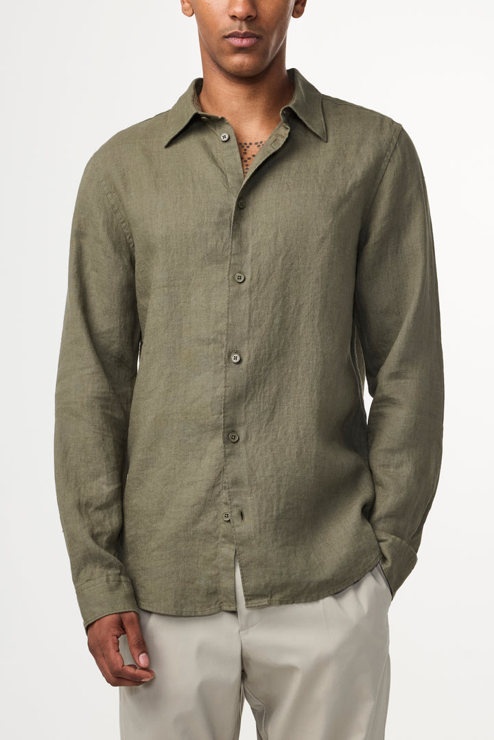 NN07 Enzo 5708 Long sleeve Linen Shirt in Capers | Buster McGee