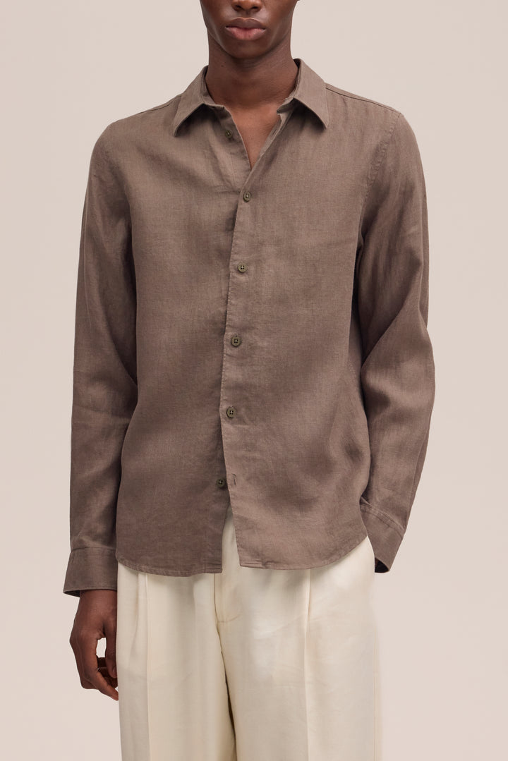 NN07 Enzo 5708 Long sleeve Linen Shirt in Mable Husk