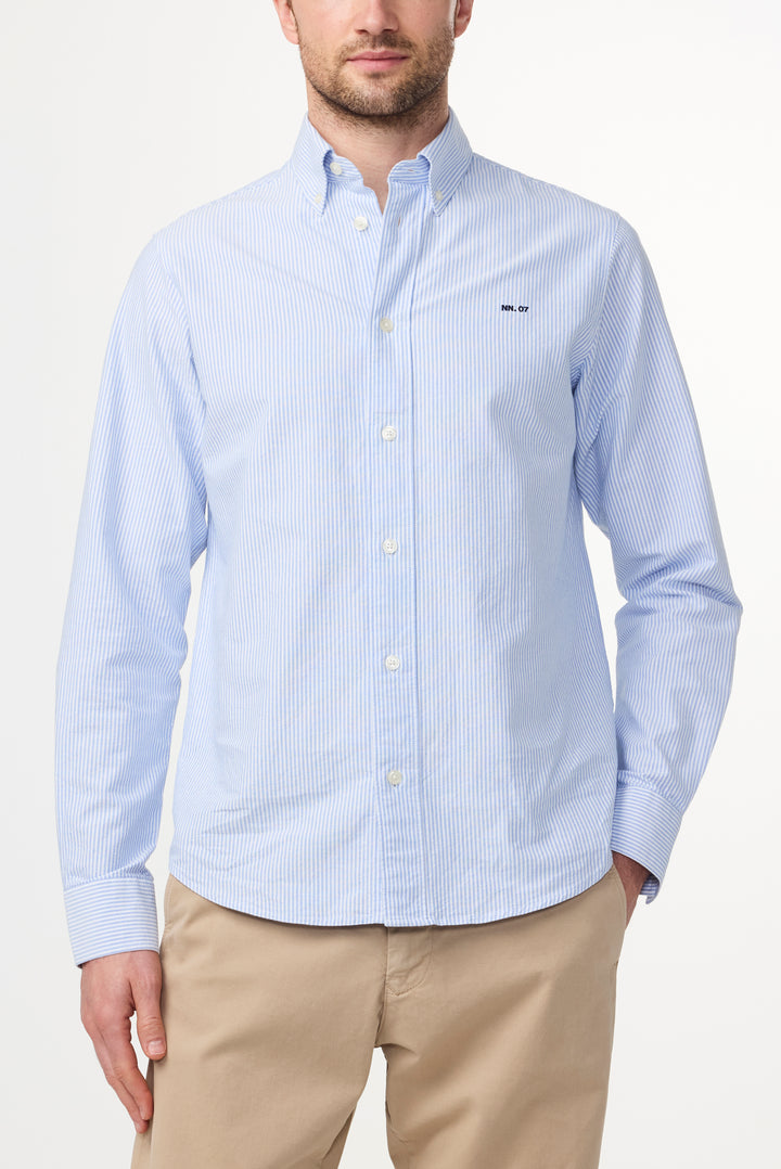 NN07 Colby BD 5910 Longsleeve Shirt in Blue Stripe | Buster McGee