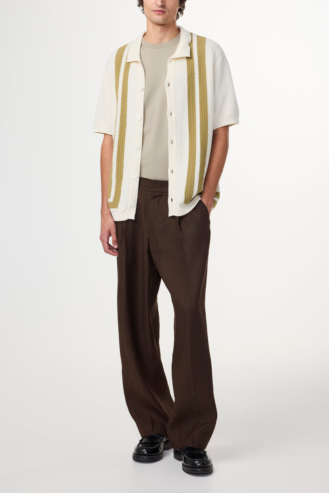 NN07 Ares 6636 Knitted Shirt in Ivory | Buster McGee