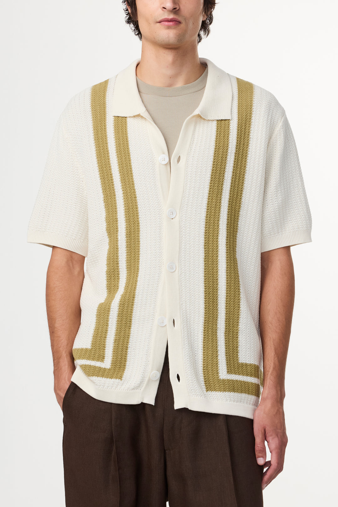 NN07 Ares 6636 Knitted Shirt in Ivory | Buster McGee