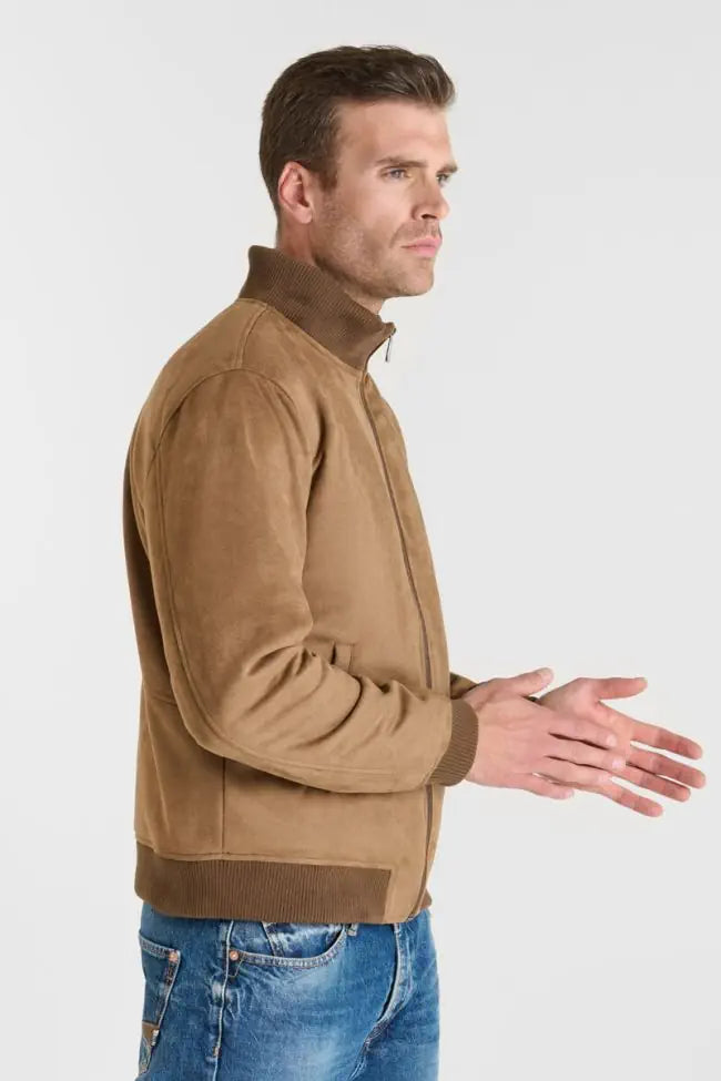 Clayton Suede Effect Bomber Jacket in Cord