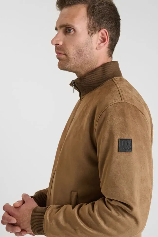 Clayton Suede Effect Bomber Jacket in Cord