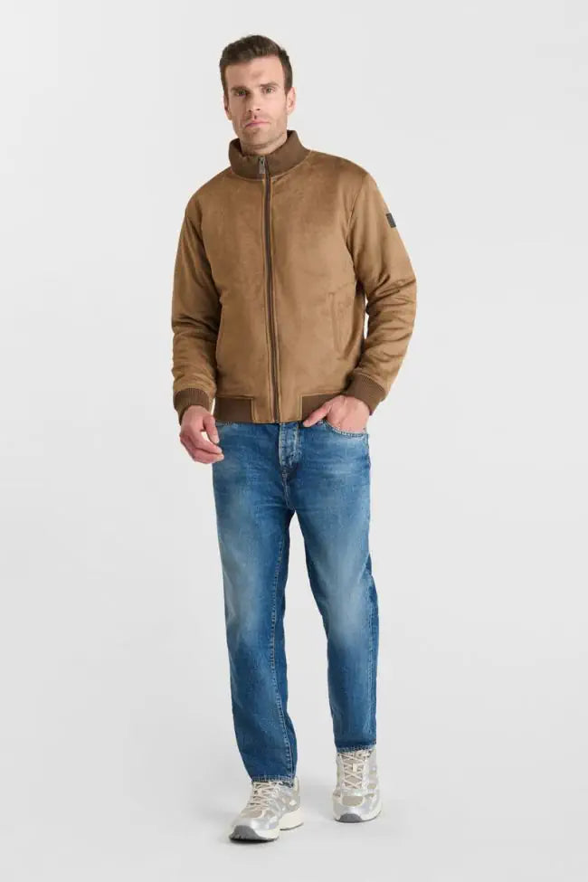 Le Temps des Cerises Clayton Suede Effect Bomber Jacket in Cord