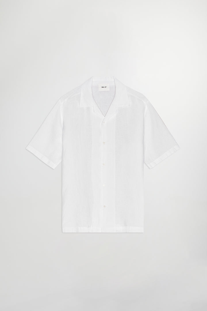 NN07 Julio SS NO PKT 5706 Linen Shirt in White | Buster McGee