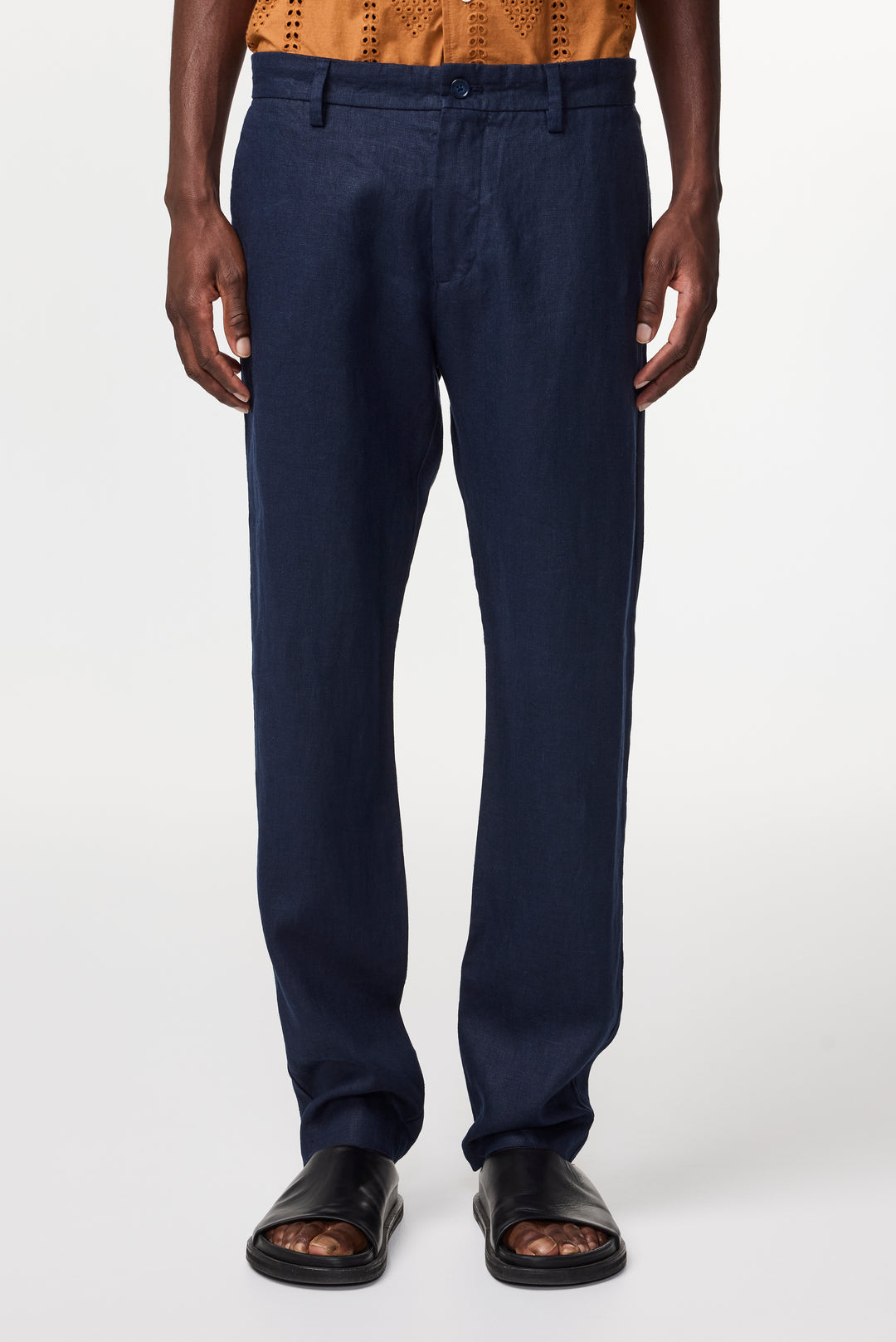NN07 Theo 1454 Linen Pant in Navy Blue | Buster McGee