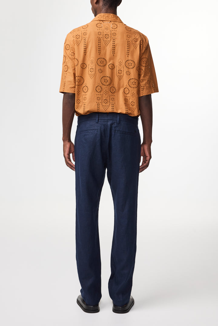 NN07 Theo 1454 Linen Pant in Navy Blue | Buster McGee