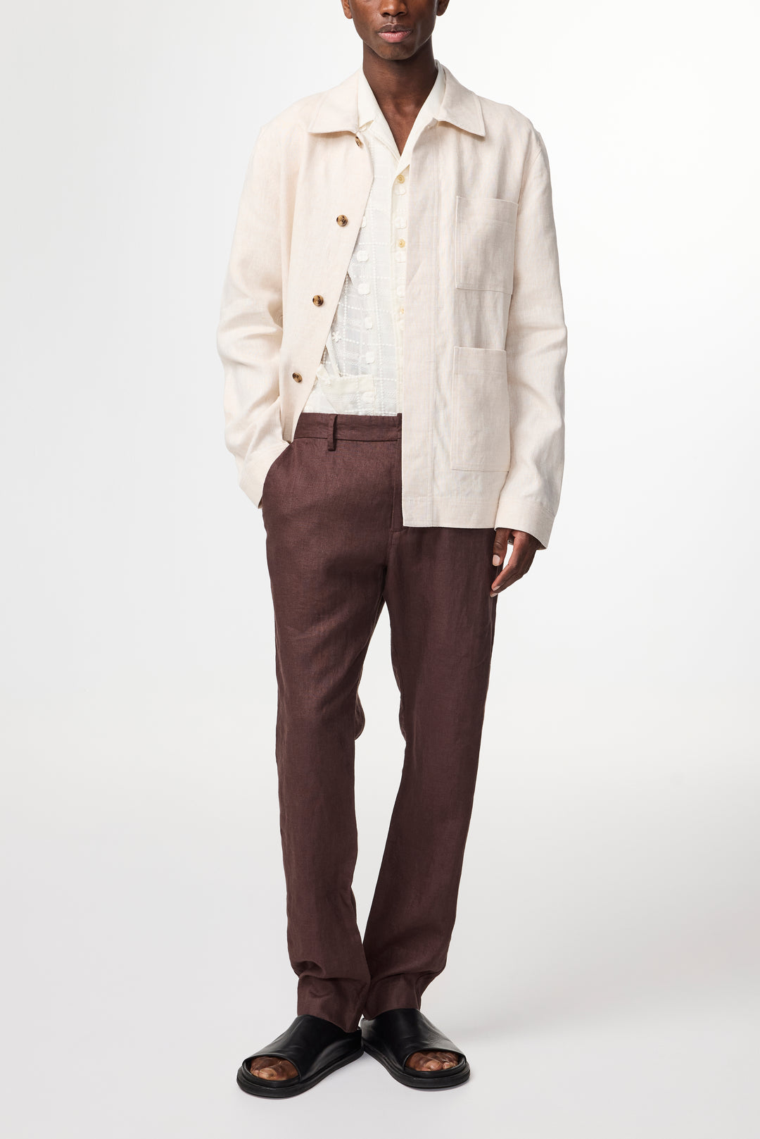 NN07 Theo 1454 Linen Pant in Coffee | Buster McGee