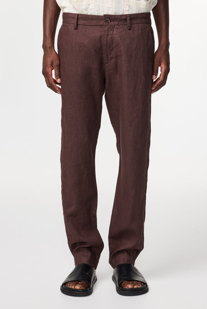 NN07 Theo 1454 Linen Pant in Coffee | Buster McGee