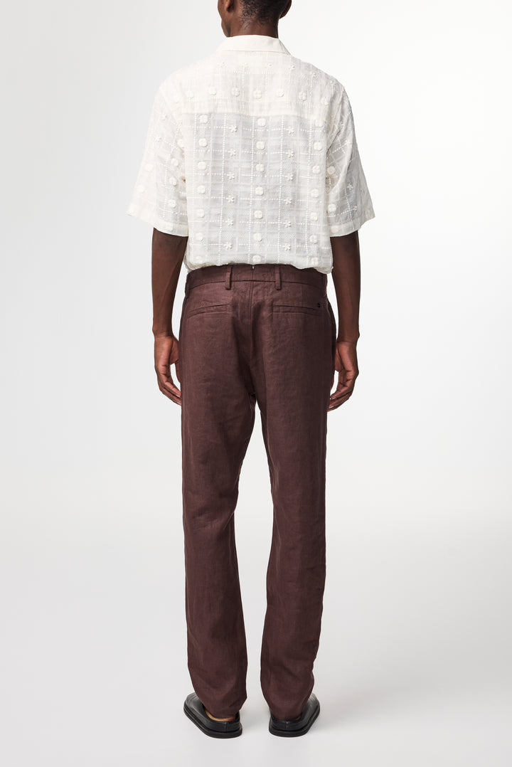 NN07 Theo 1454 Linen Pant in Coffee | Buster McGee