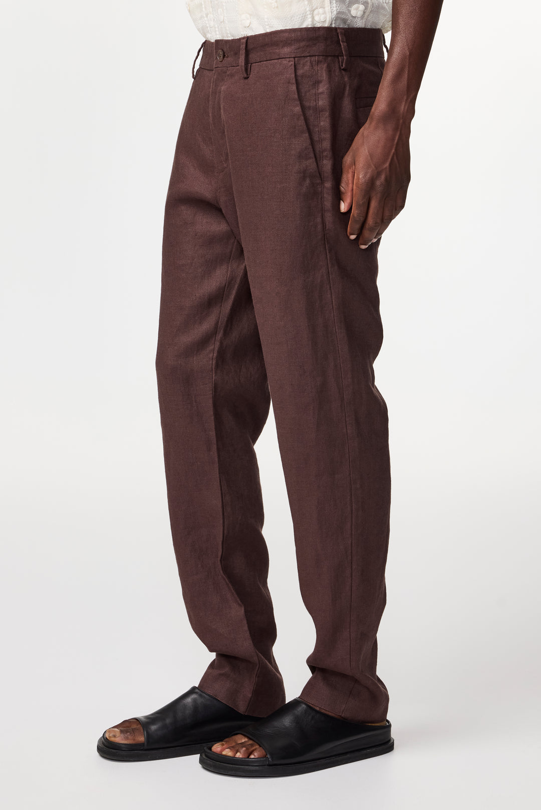 NN07 Theo 1454 Linen Pant in Coffee | Buster McGee