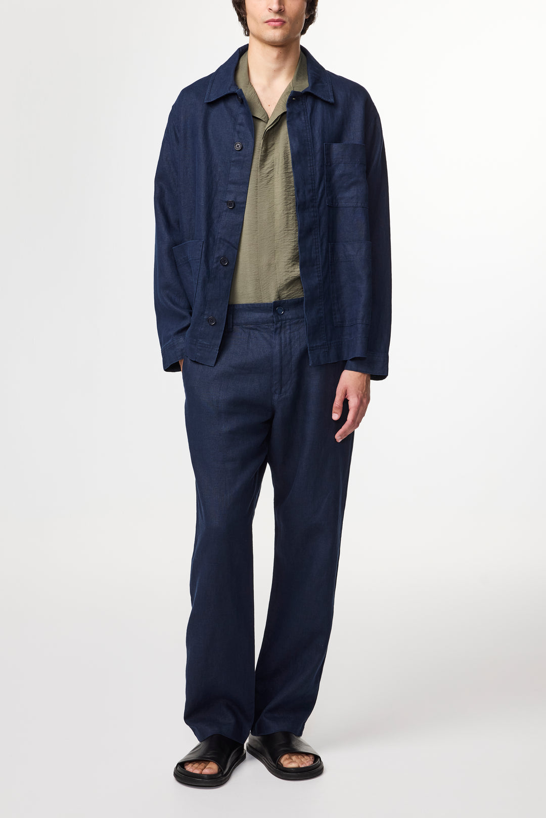 NN07 Aden 1454 Linen Pant in Navy Blue | Buster McGee