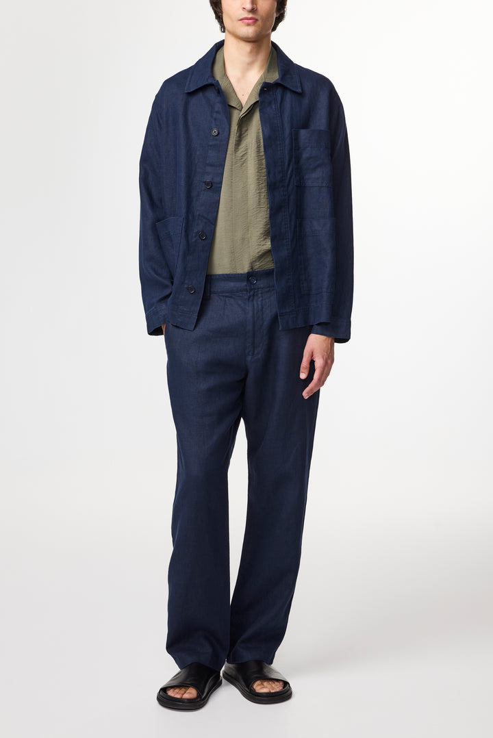NN07 Aden 1454 Linen Pant in Navy Blue | Buster McGee