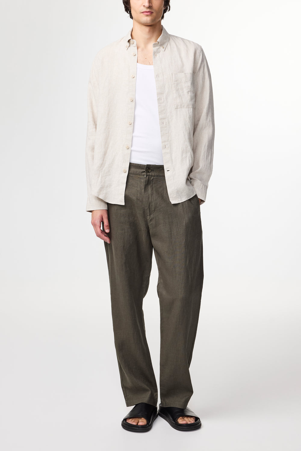 NN07 Aden 1454 Linen Pant in Croc Green | Buster McGee