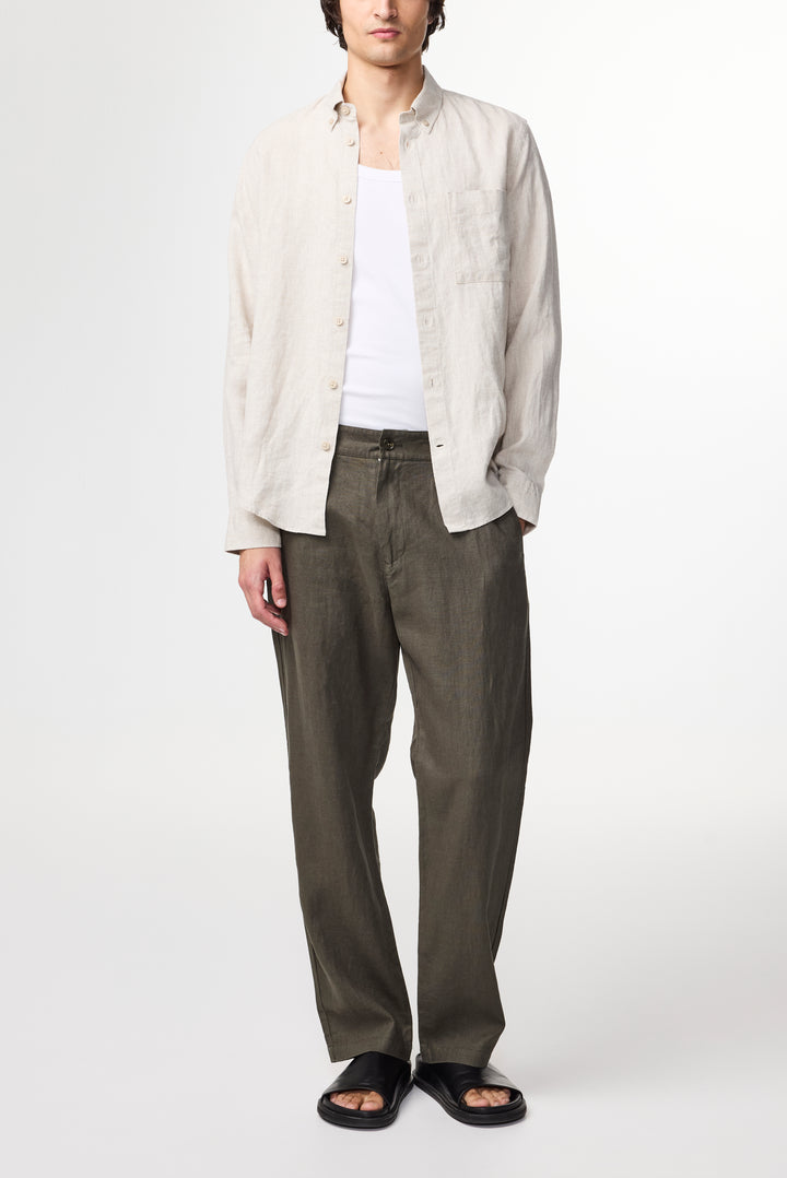 NN07 Aden 1454 Linen Pant in Croc Green | Buster McGee
