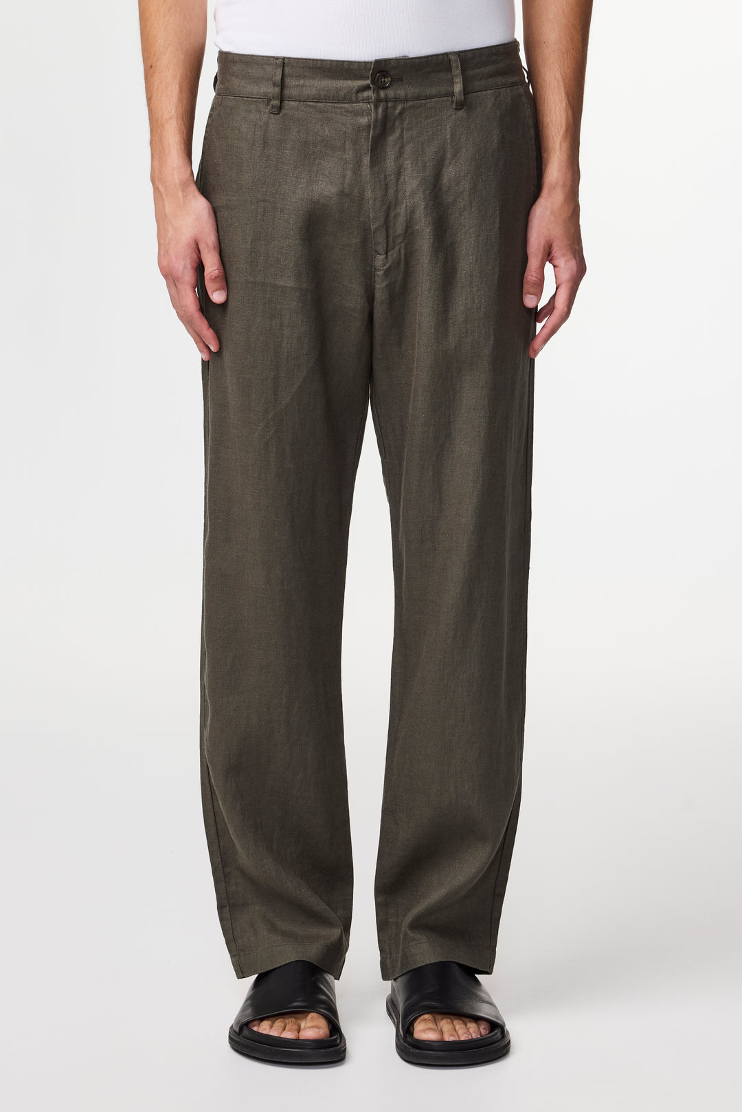 NN07 Aden 1454 Linen Pant in Croc Green | Buster McGee