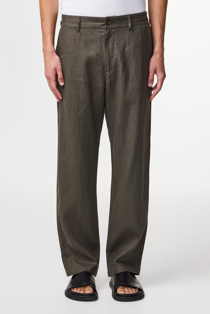 NN07 Aden 1454 Linen Pant in Croc Green | Buster McGee