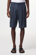 NN07 Kay 1455 Pleated Dress Shorts in Navy Stripe | Buster McGee