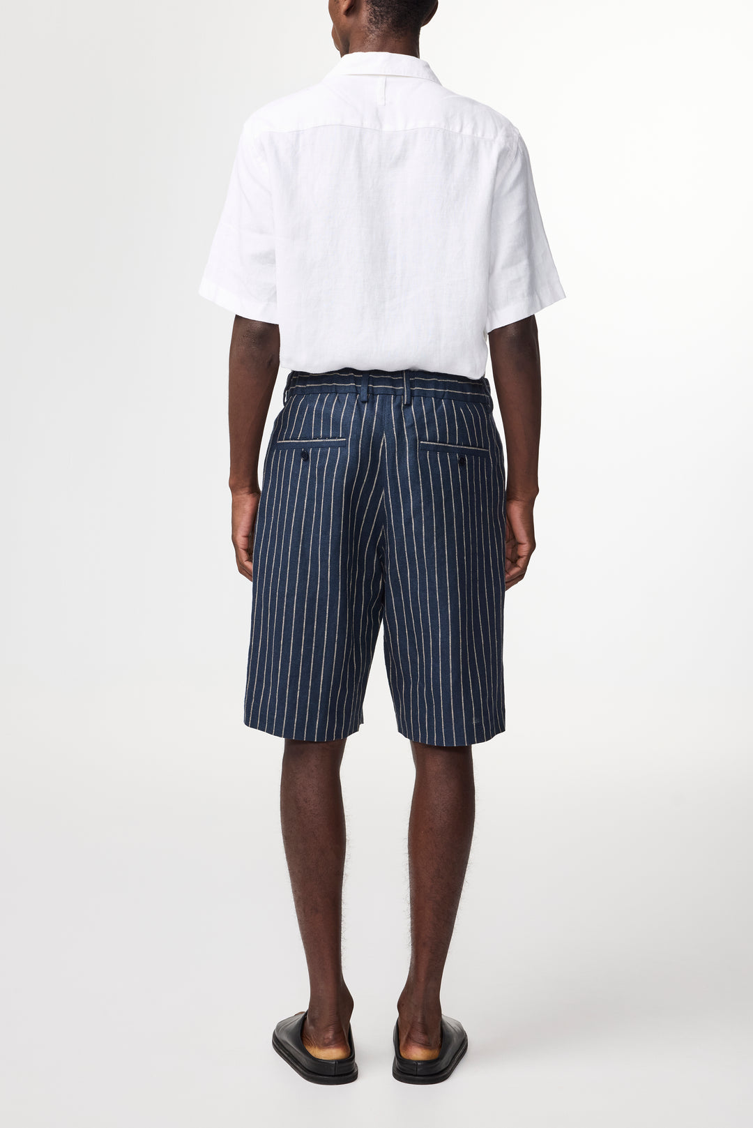 NN07 Kay 1455 Pleated Dress Shorts in Navy Stripe