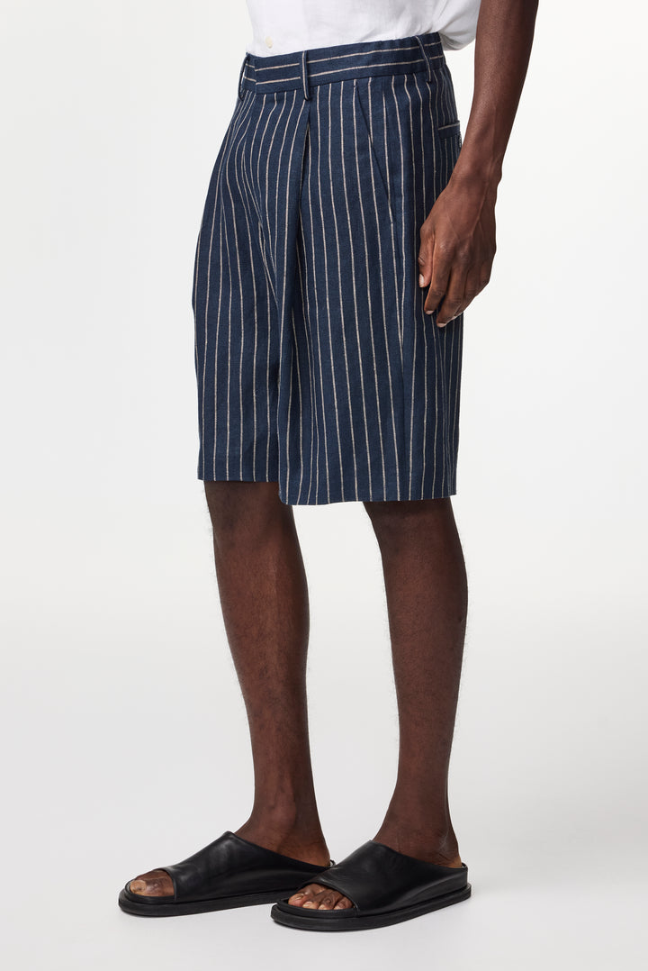 NN07 Kay 1455 Pleated Dress Shorts in Navy Stripe | Buster McGee