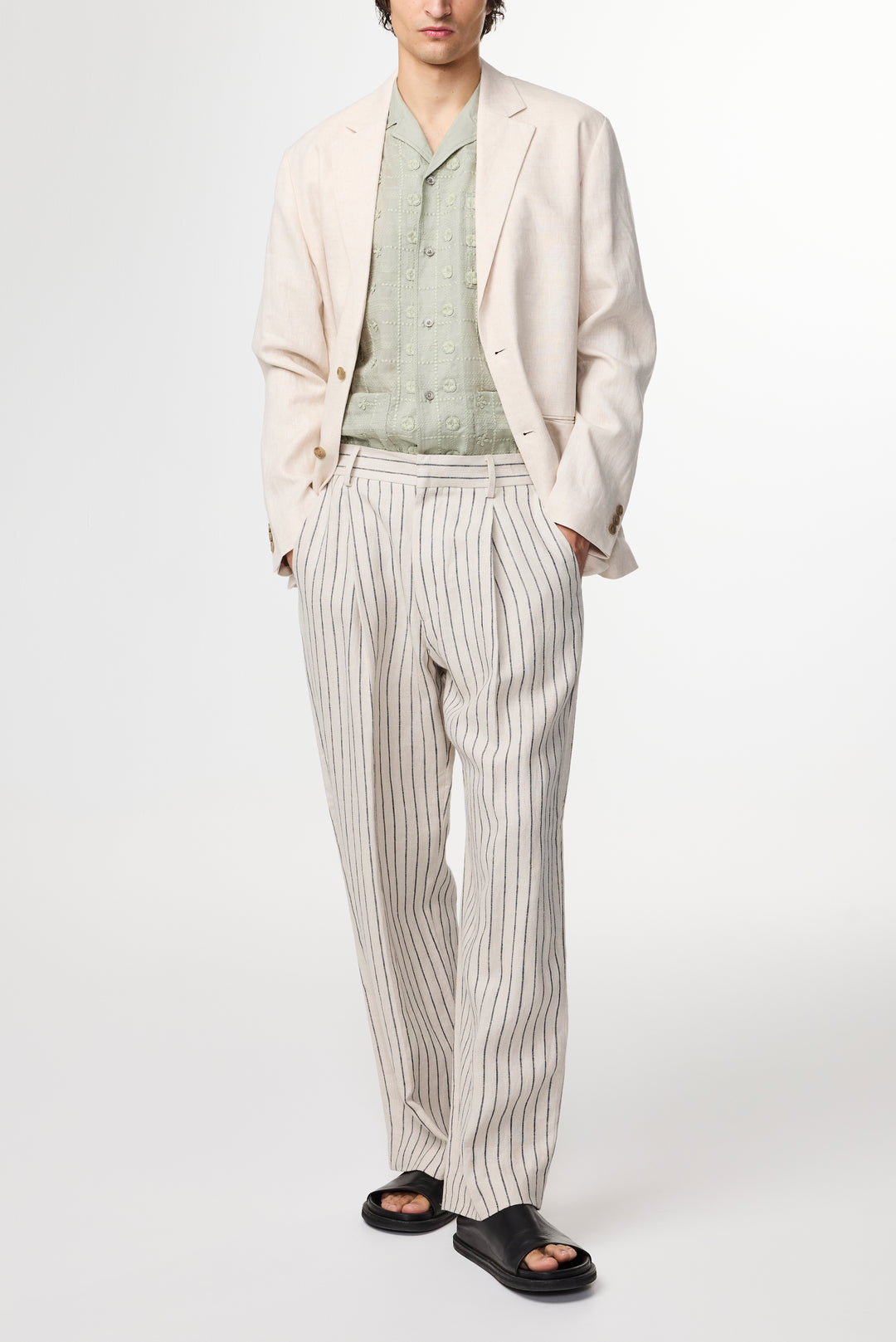 NN07 Kay 1455 Relaxed Linen Pant in Oat Stripe | Buster McGee