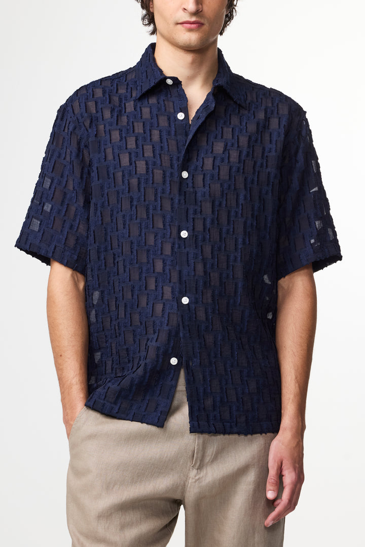 NN07 Freddy SS NO PKT 5025 Shirt in Navy Blue | Buster McGee