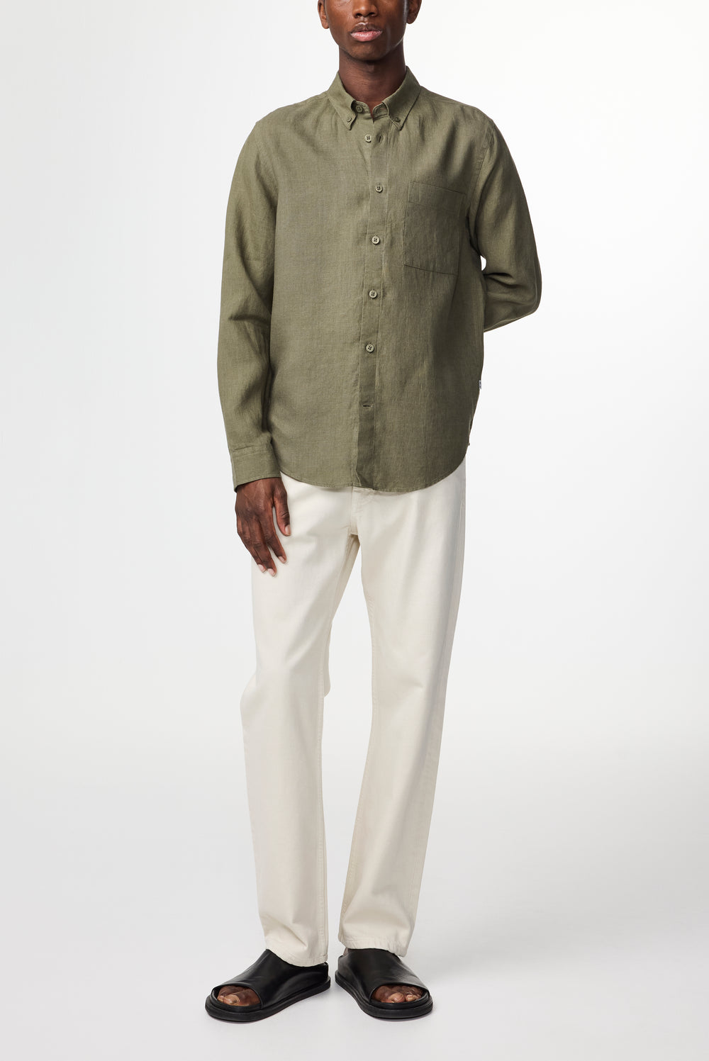 NN07 Arne BD 5708 Long sleeve Linen Shirt in Capers | Buster McGee
