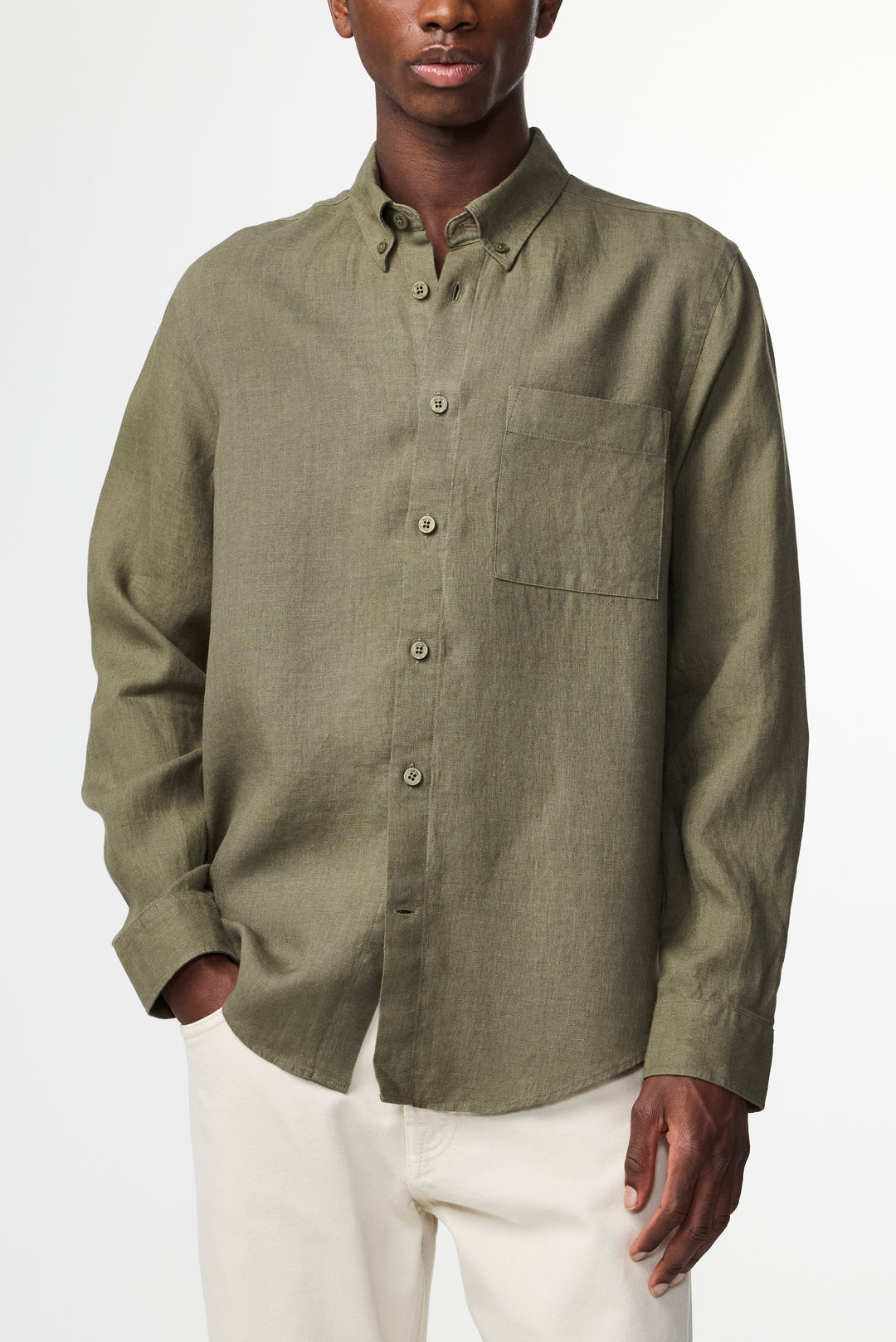 NN07 Arne BD 5708 Long sleeve Linen Shirt in Capers | Buster McGee
