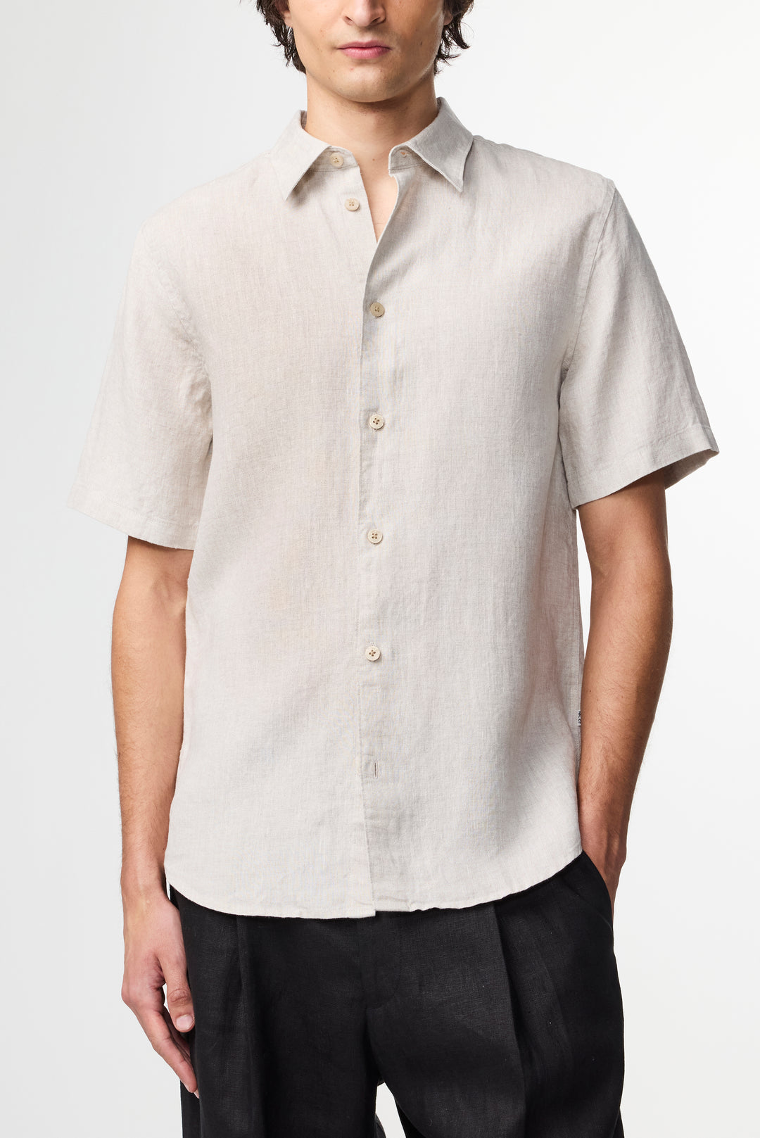NN07 Enzo 5708 Short Sleeve Linen Shirt in Oat | Buster McGee