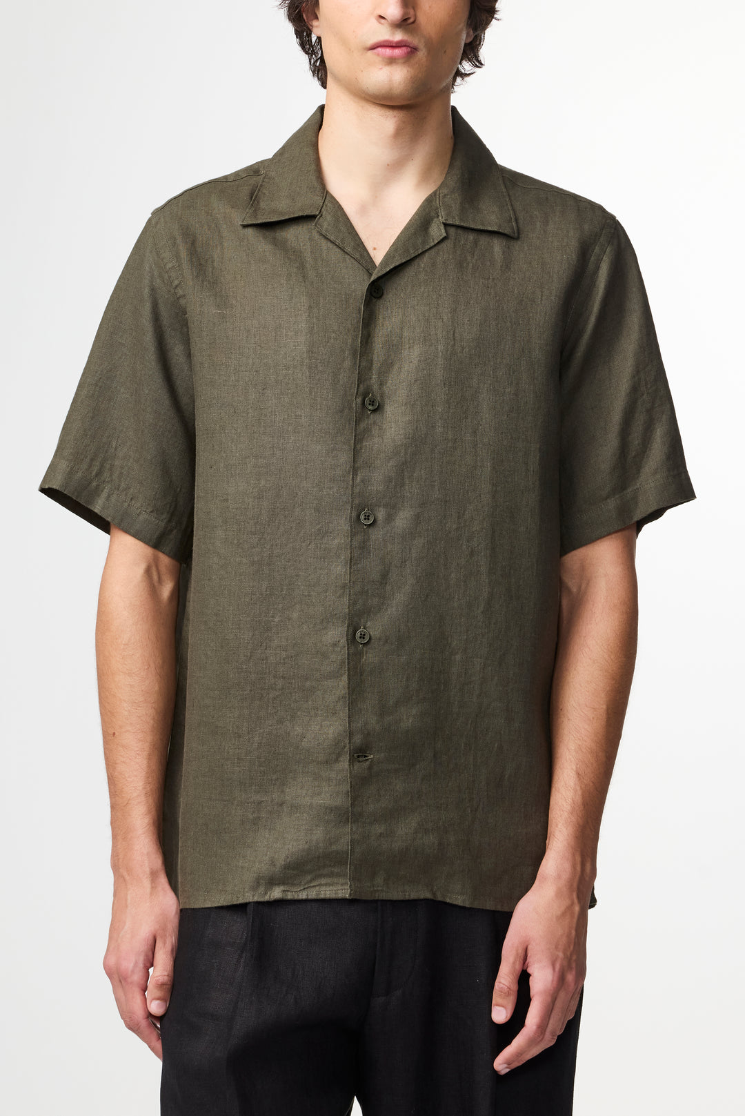 NN07 Julio SS NO PKT 5708 Linen Shirt in Croc Green | Buster McGee