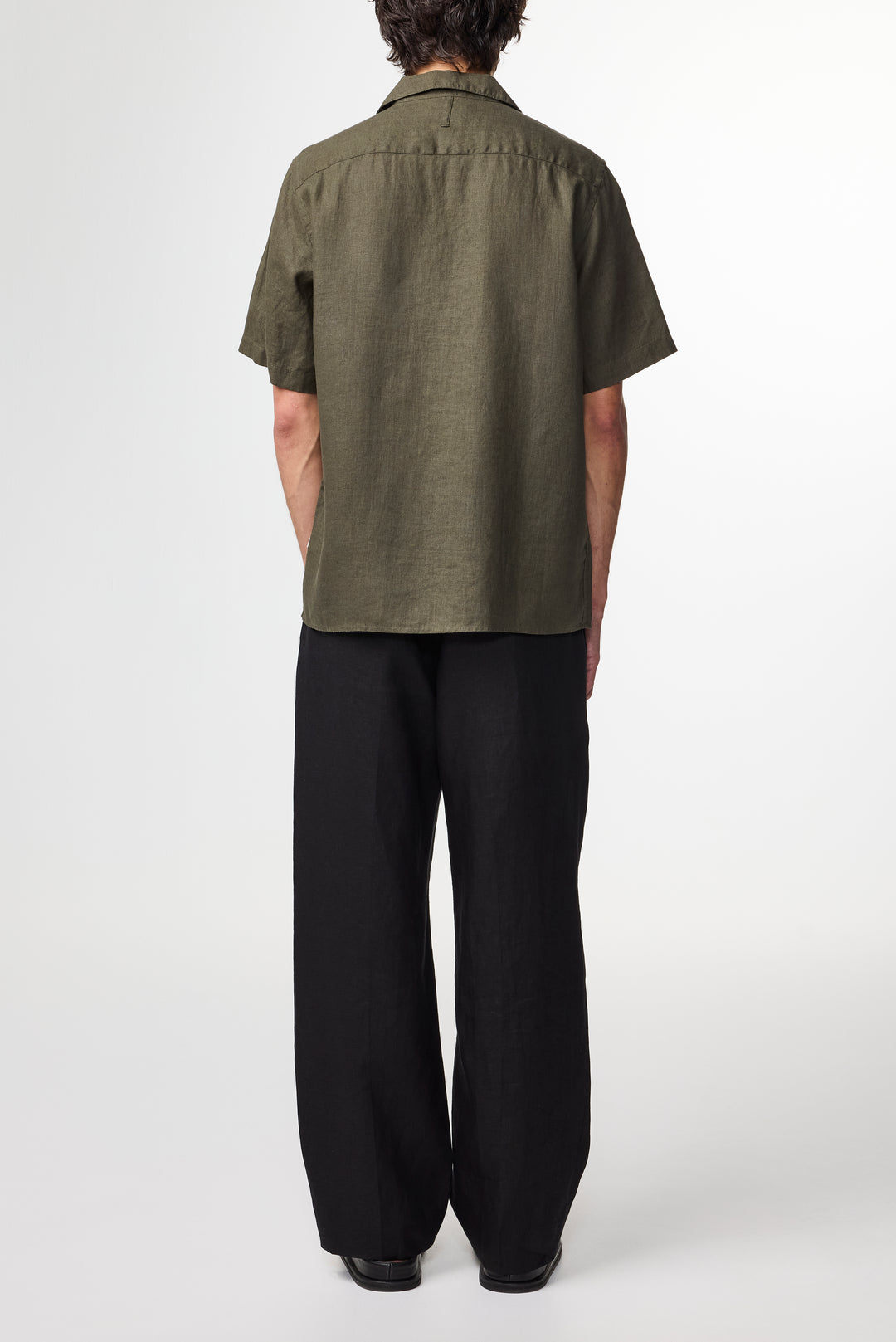 NN07 Julio SS NO PKT 5708 Linen Shirt in Croc Green