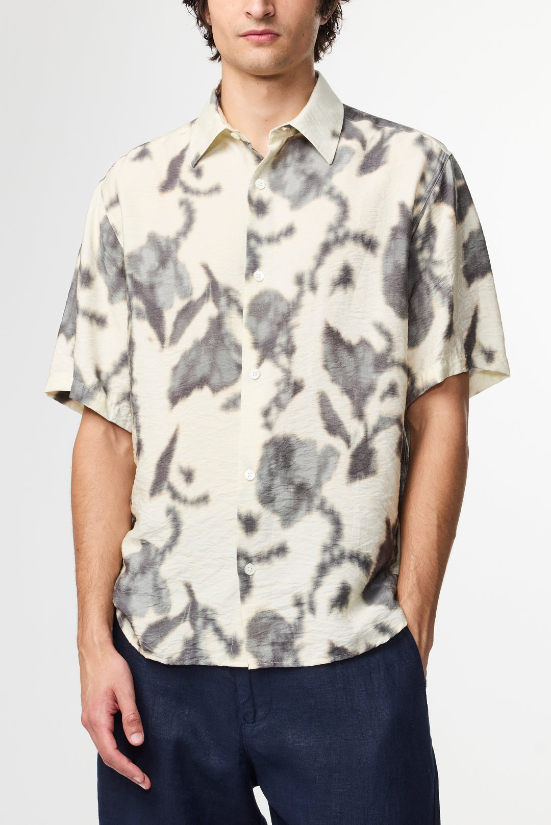 NN07 Freddy SS NO PKT 5971 Shirt in Ecru Print | Buster McGee