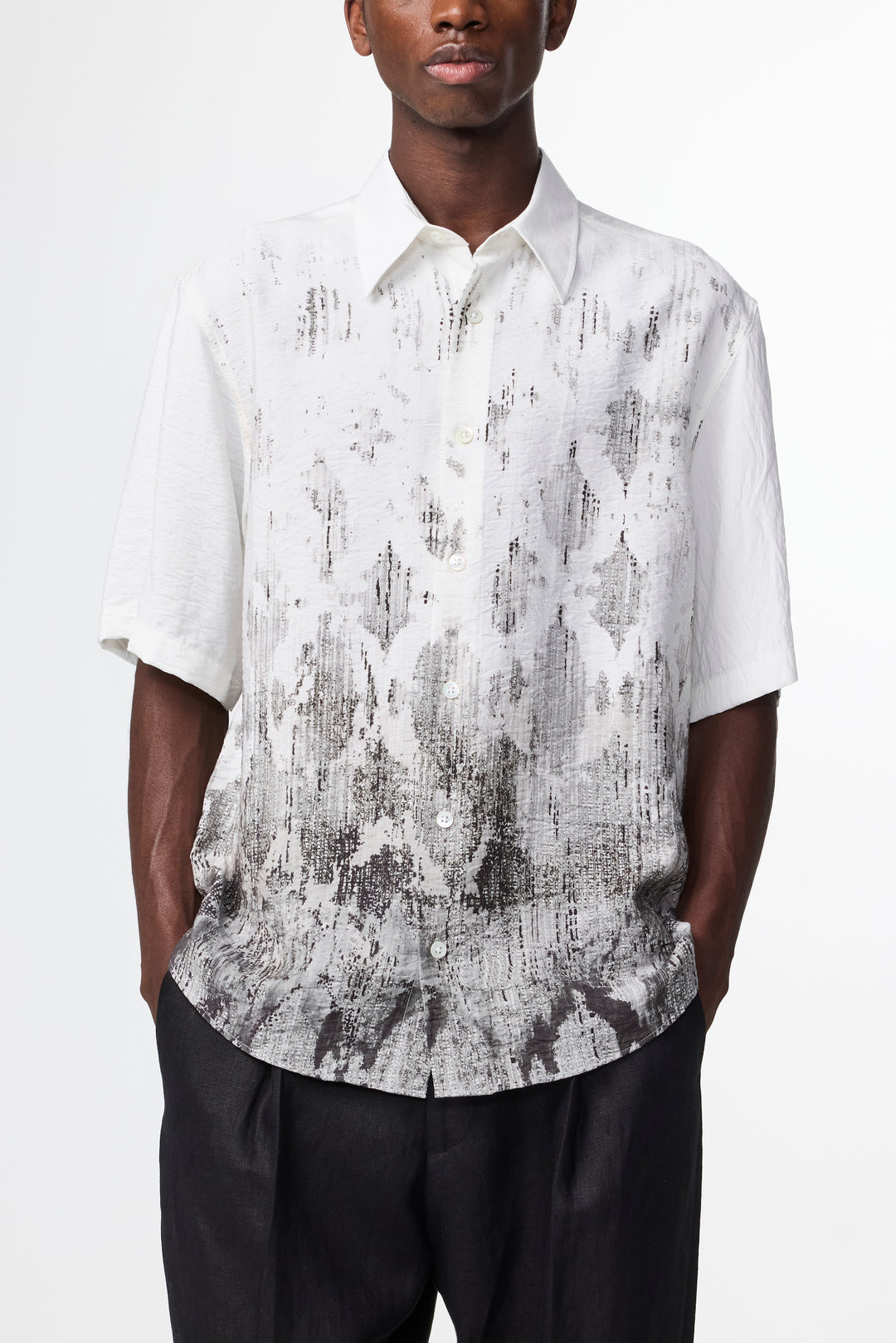 NN07 Quinsy SS 5971 Patterned Shirt in Black | Buster McGee