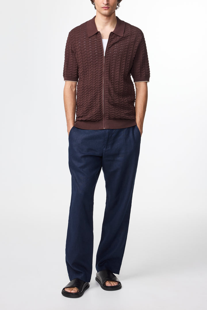 NN07 Gustav 6636 Full Zip Polo in Coffee | Buster McGee