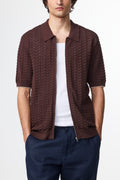 NN07 Gustav 6636 Full Zip Polo in Coffee | Buster McGee