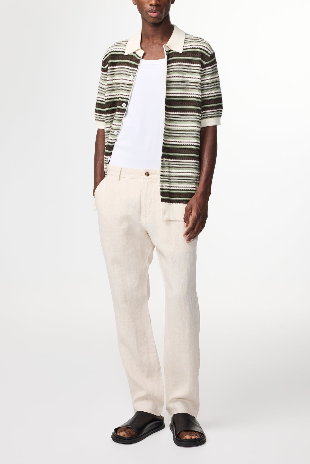 NN07 Nolan Polo Cardigan 6686 in Green Stripe | Buster McGee