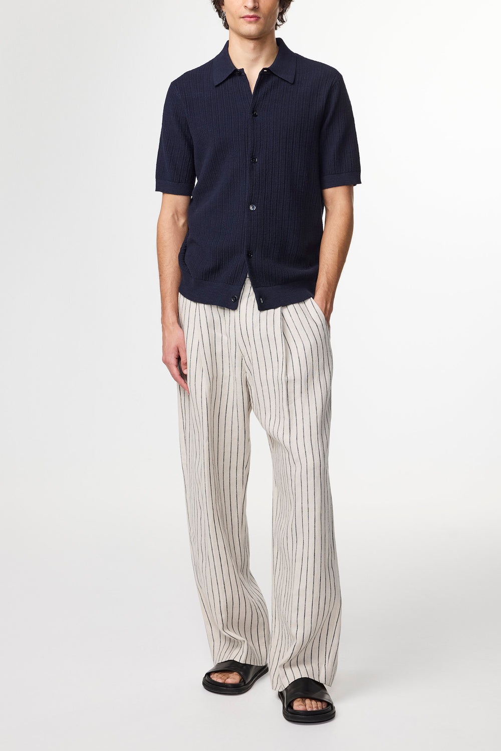 NN07 Nolan Polo Cardigan 6695 in Navy Blue | Buster McGee